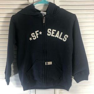 Blue marlin size 7 vintage blue zip up hoodie sf seals nwot